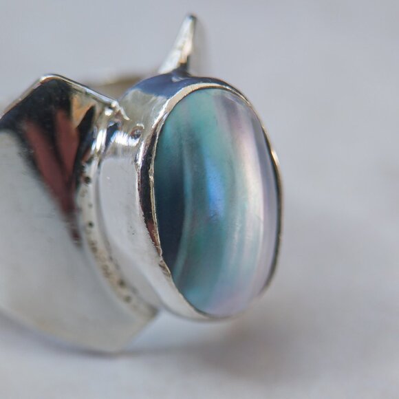 DTR (Jay King) Sterling Mother-of-Pearl Shield Ring — Size 7.25 - Picture 14 of 15